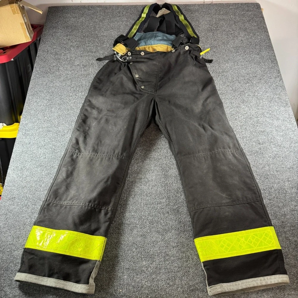 Lion Apparel Firefighter Turnout Pants 42R 36x30 Black Bunker Gear Suspenders